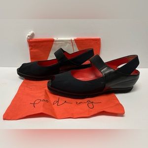 Pas de Rouge Black Nubuck Suede Slingback Platform Heels, Size 36.5 EU, 6 US